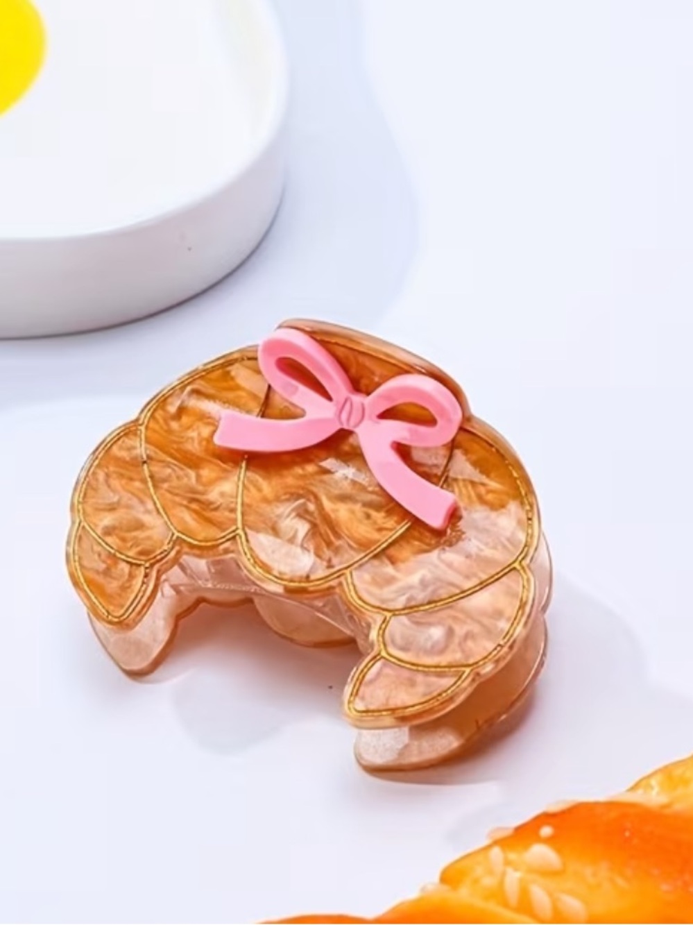 Pink Bow Butterfly Crescent Hair Clip